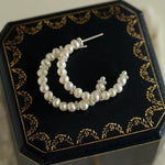 C - Shaped Elegant Pearl Beaded Huggie Earrings - floysun