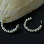 C - Shaped Elegant Pearl Beaded Huggie Earrings - floysun