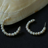 C - Shaped Elegant Pearl Beaded Huggie Earrings - floysun