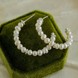 C - Shaped Elegant Pearl Beaded Huggie Earrings - floysun