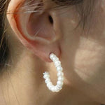 C - Shaped Elegant Pearl Beaded Huggie Earrings - floysun