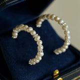 C - Shaped Elegant Pearl Beaded Huggie Earrings - floysun