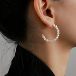 C - Shaped Elegant Pearl Beaded Huggie Earrings - floysun