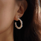 C - Shaped Elegant Pearl Beaded Huggie Earrings - floysun