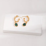 C - shaped Malachite Earrings Gold - floysun