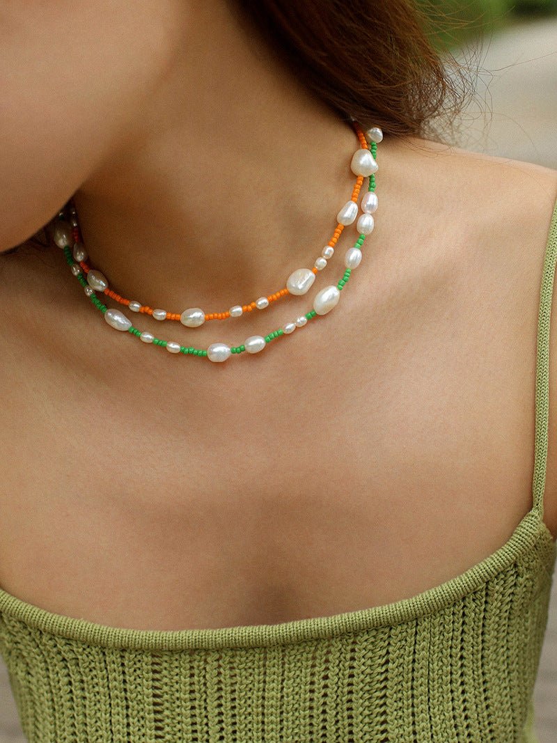 Candy Color Freshwater Baroque Pearl Bead Necklace - floysun