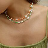 Candy Color Freshwater Baroque Pearl Bead Necklace - floysun