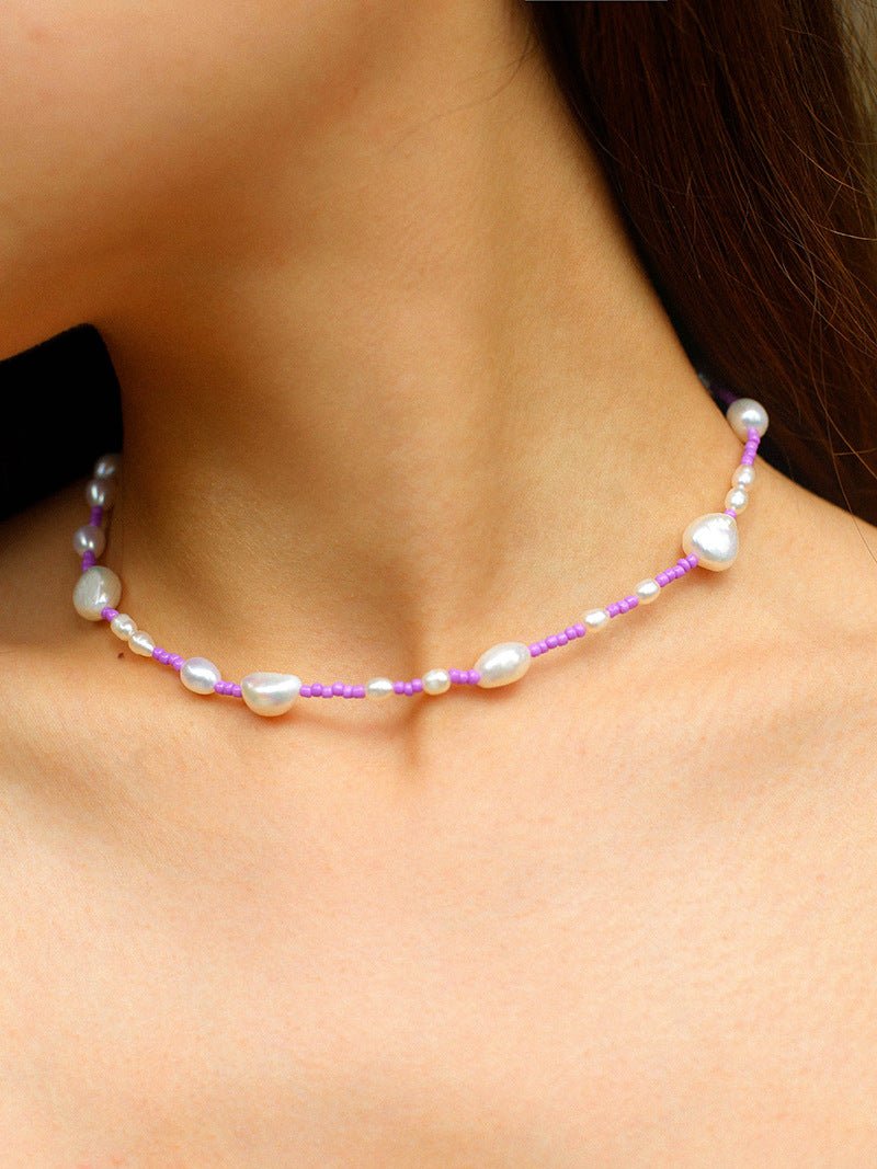 Candy Color Freshwater Baroque Pearl Bead Necklace - floysun