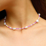 Candy Color Freshwater Baroque Pearl Bead Necklace - floysun