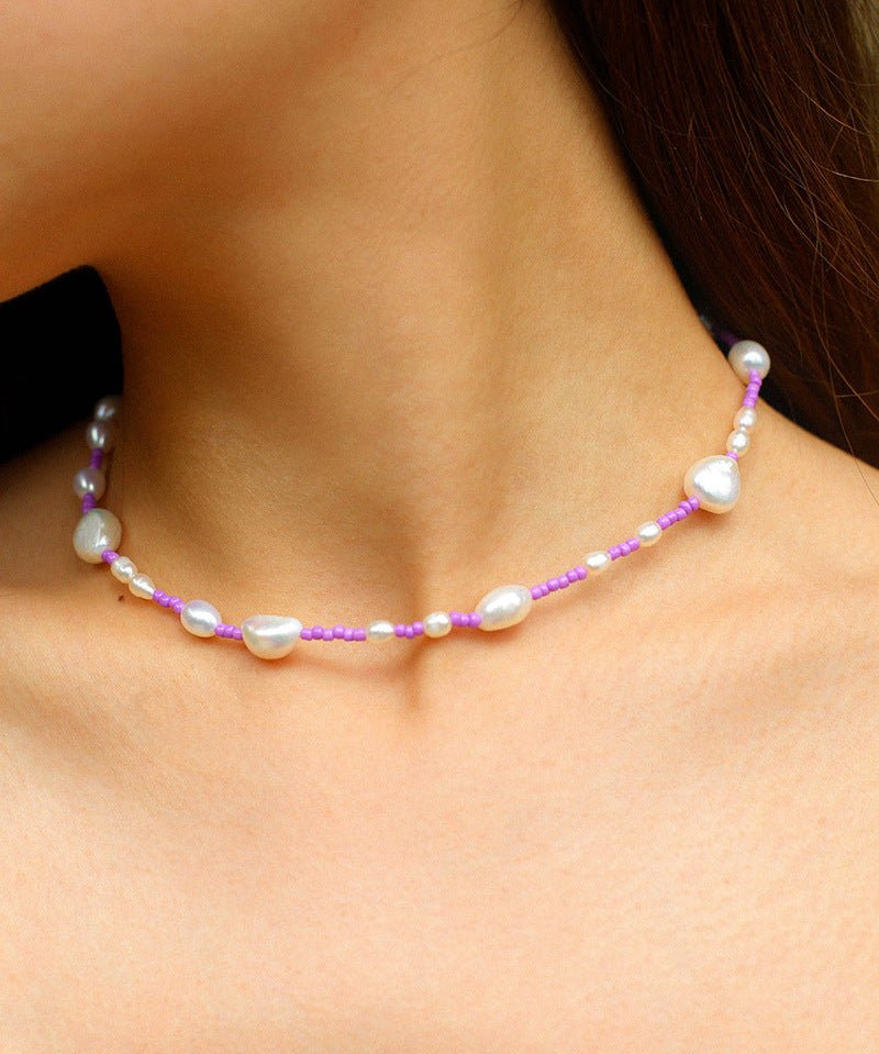 Candy Color Freshwater Baroque Pearl Bead Necklace - floysun