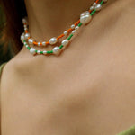 Candy Color Freshwater Baroque Pearl Bead Necklace - floysun