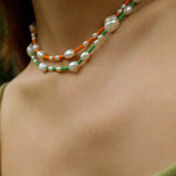 Candy Color Freshwater Baroque Pearl Bead Necklace - floysun