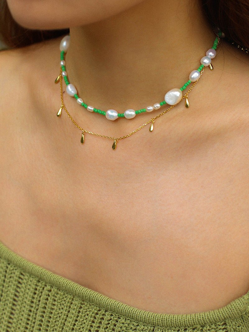 Candy Color Freshwater Baroque Pearl Bead Necklace - floysun