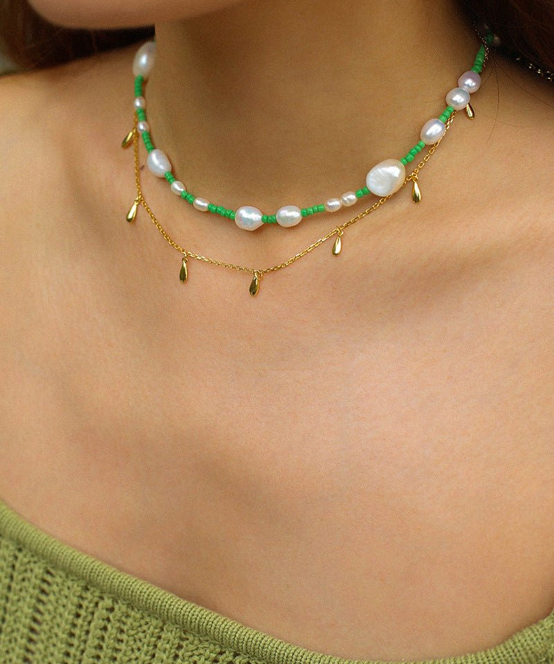 Candy Color Freshwater Baroque Pearl Bead Necklace - floysun