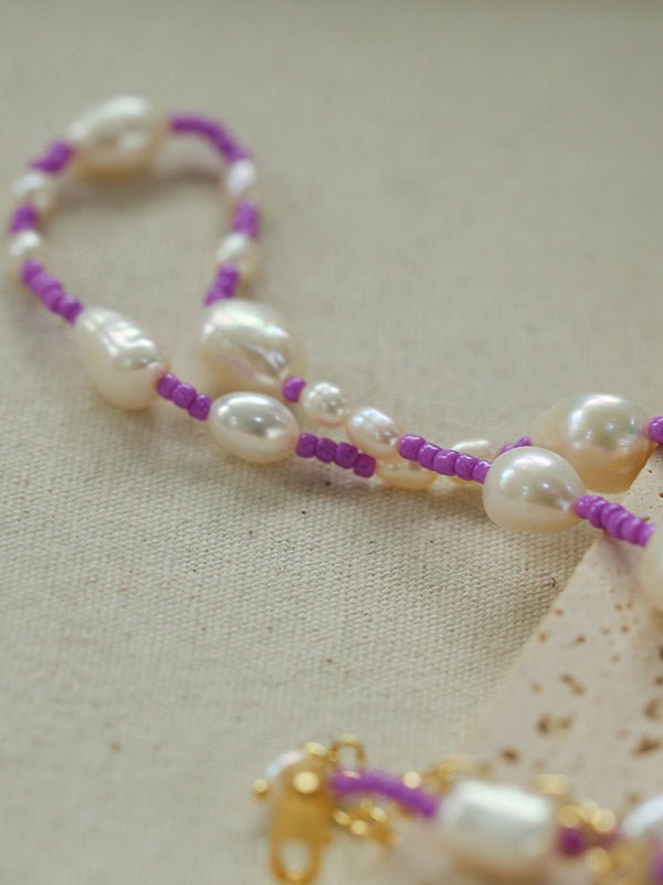 Candy Color Freshwater Baroque Pearl Bead Necklace - floysun