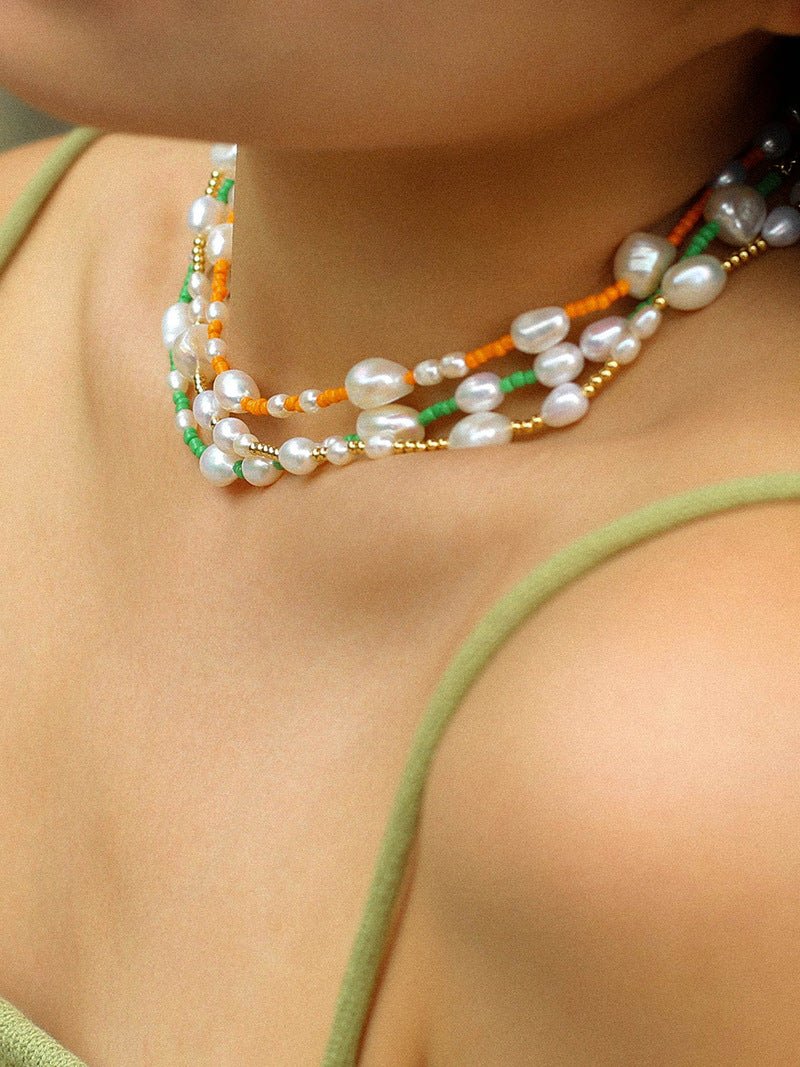 Candy Color Freshwater Baroque Pearl Bead Necklace - floysun