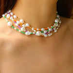 Candy Color Freshwater Baroque Pearl Bead Necklace - floysun