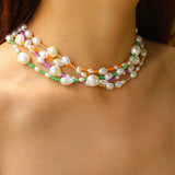 Candy Color Freshwater Baroque Pearl Bead Necklace - floysun