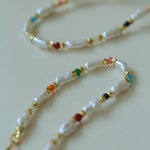 Candy - Colored Gemstone and Popcorn Pearl Beaded Necklace - floysun