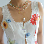 Candy - Colored Gemstone and Popcorn Pearl Beaded Necklace - floysun