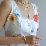 Candy - Colored Gemstone and Popcorn Pearl Beaded Necklace - floysun