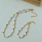 Candy - Colored Gemstone and Popcorn Pearl Beaded Necklace - floysun