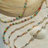 Candy - Colored Gemstone and Popcorn Pearl Beaded Necklace - floysun