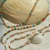 Candy - Colored Gemstone and Popcorn Pearl Beaded Necklace - floysun