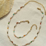 Candy - Colored Gemstone and Popcorn Pearl Beaded Necklace - floysun