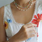 Candy - Colored Gemstone and Popcorn Pearl Beaded Necklace - floysun