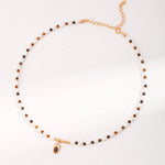 Caramel Chic: Tiger Eye Stone and Pearl Beaded Pendant Necklace - floysun