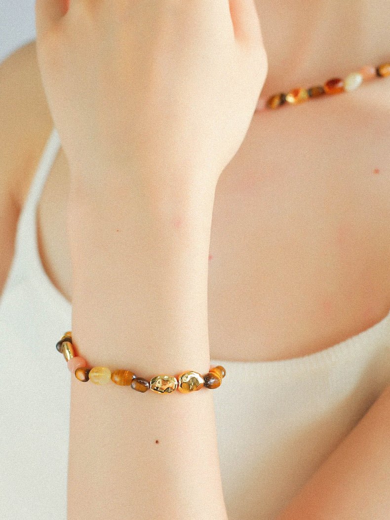 Caramel Summer Colorful Gemstone Beaded Bracelet - floysun