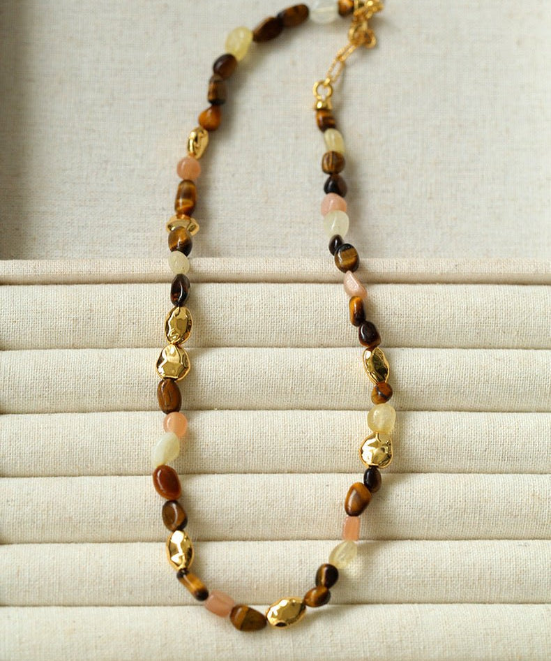 Caramel Summer Colorful Gemstone Beaded Necklace - floysun