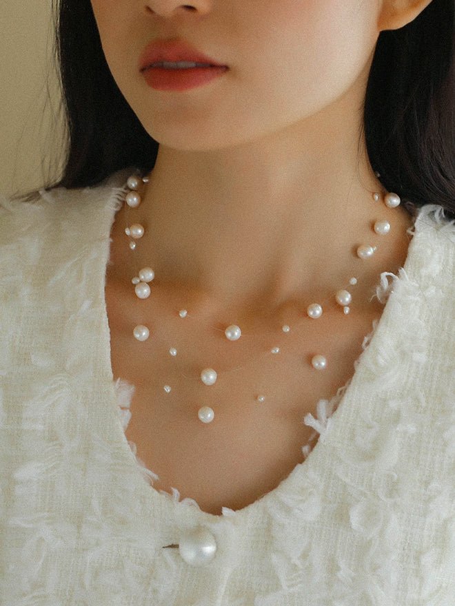 Celestial Dreams Multi - layer Freshwater Pearl Necklace - floysun