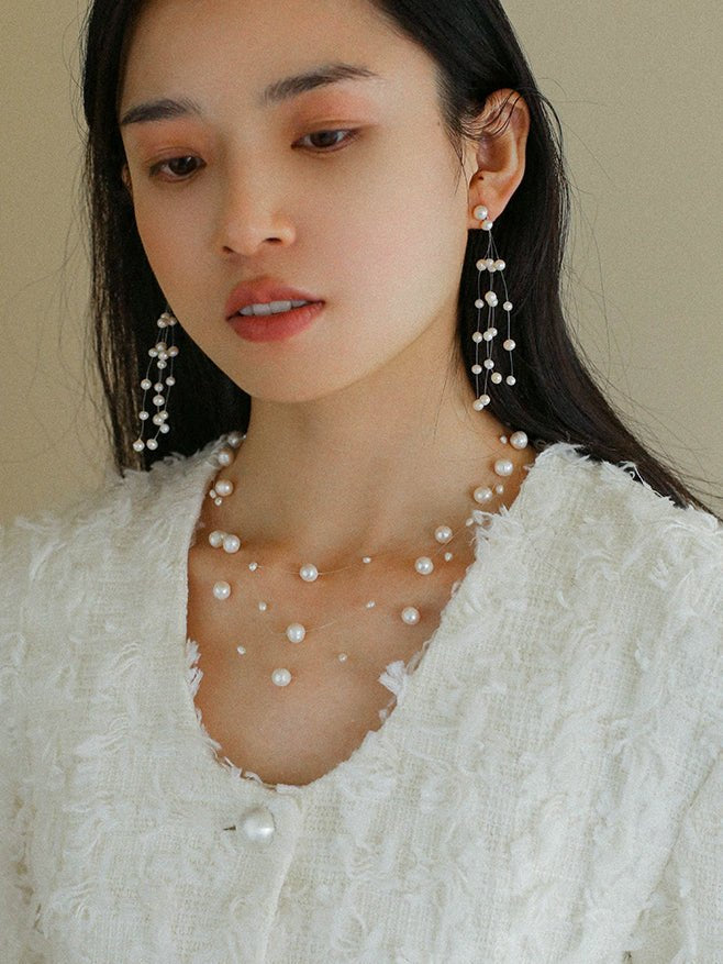 Celestial Dreams Pearl Tassel Earrings - floysun