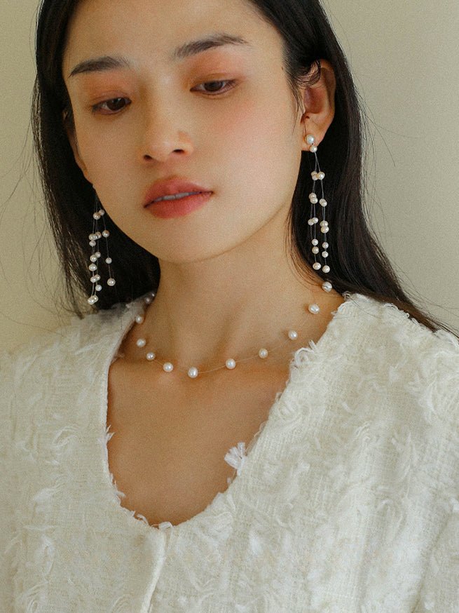 Celestial Dreams Pearl Tassel Earrings - floysun