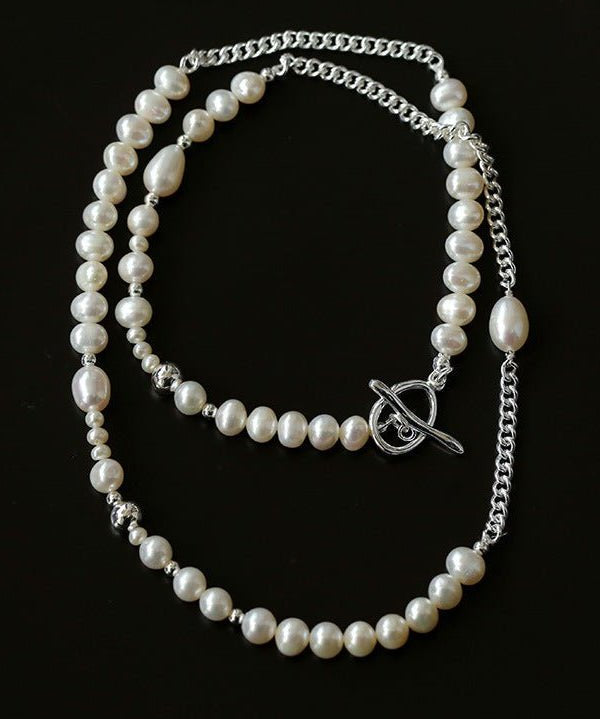 Chain Spliced Pearls Necklaces OT Buckle - floysun