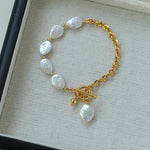 Chain Stitching Teardrop Baroque Pearl Y Shaped Bracelet - floysun