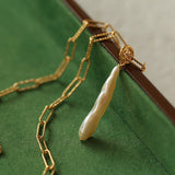 Chain Toothpick Baroque Pearl Pendants Necklaces - floysun