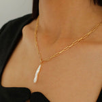 Chain Toothpick Baroque Pearl Pendants Necklaces - floysun