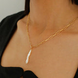 Chain Toothpick Baroque Pearl Pendants Necklaces - floysun