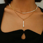 Chain Toothpick Baroque Pearl Pendants Necklaces - floysun