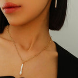 Chain Toothpick Baroque Pearl Pendants Necklaces - floysun