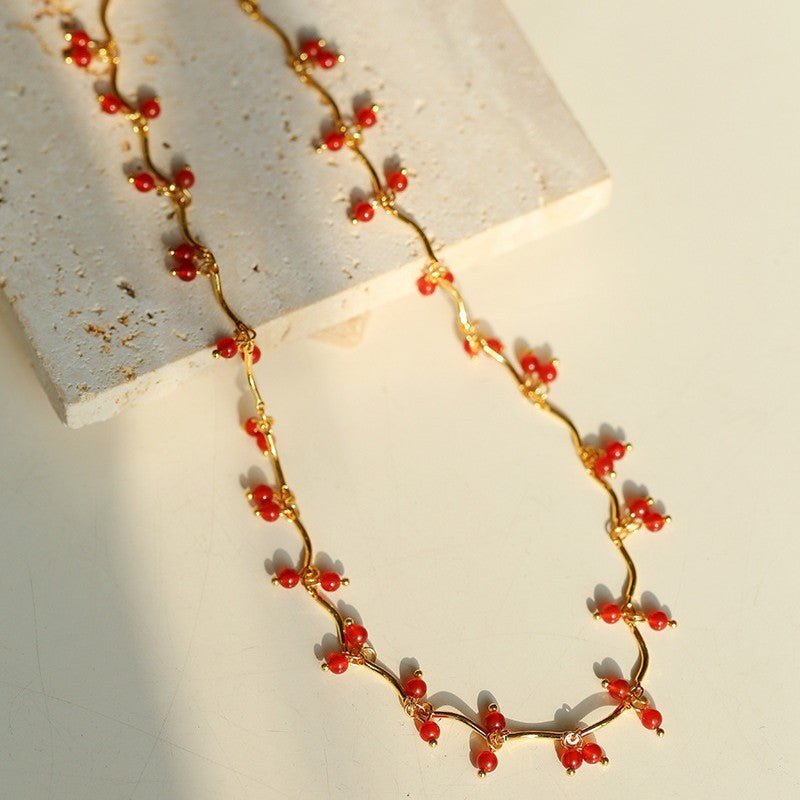 Cherry Blossom Red Agate Necklace - floysun