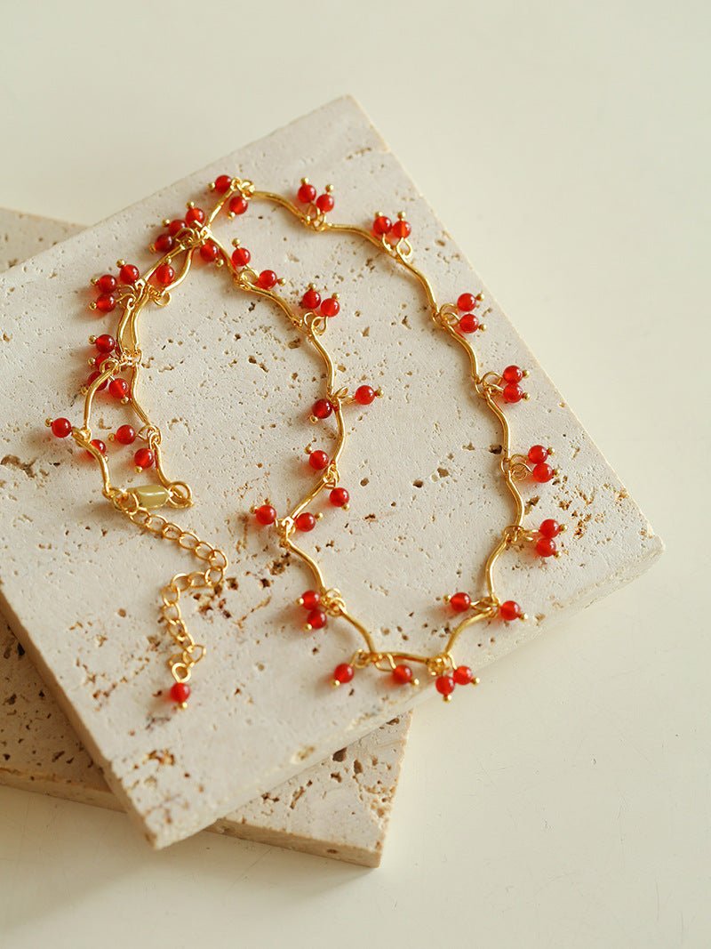 Cherry Blossom Red Agate Necklace - floysun