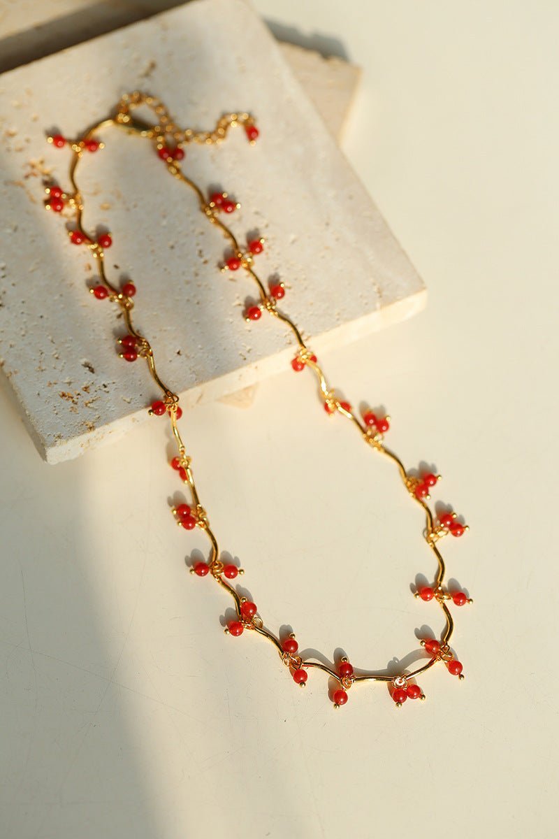 Cherry Blossom Red Agate Necklace - floysun