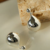 Chic Metal Water Droplet Ball Drop Earrings - floysun