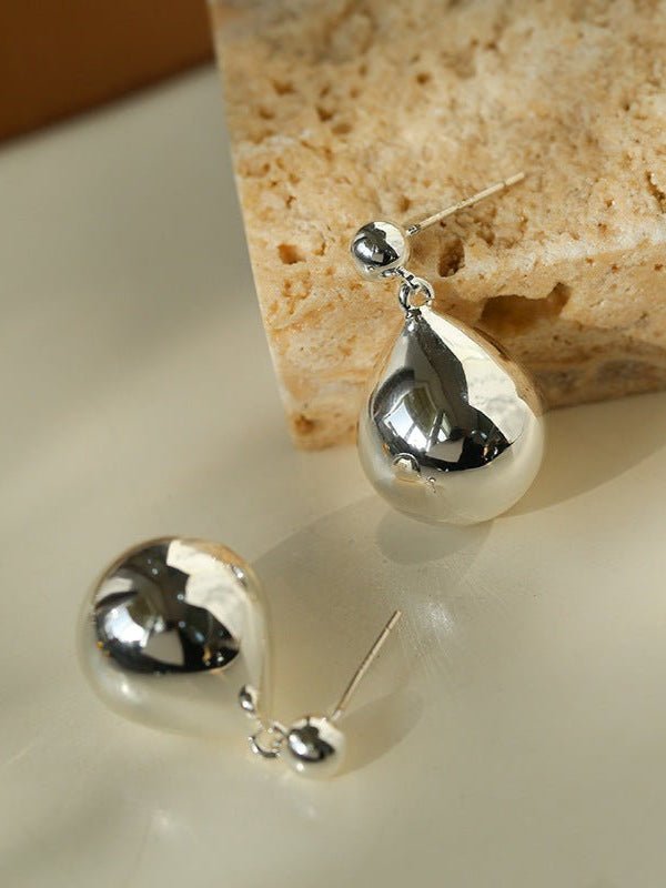 Chic Metal Water Droplet Ball Drop Earrings - floysun