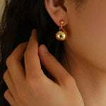 Chic Metal Water Droplet Ball Drop Earrings - floysun