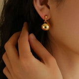 Chic Metal Water Droplet Ball Drop Earrings - floysun